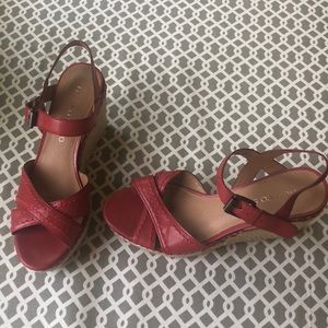 red Franco Sarto wedges